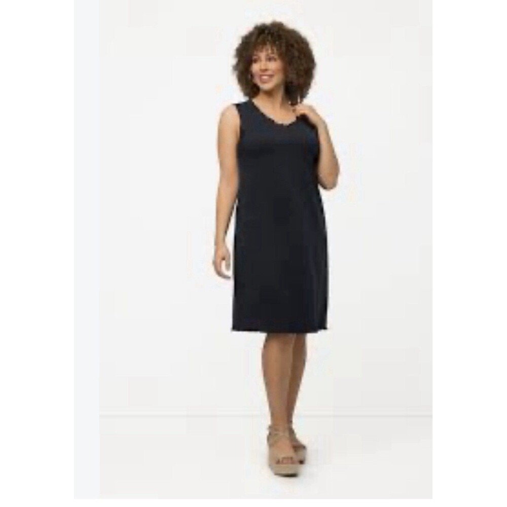 Ulla Popken Tee Womens Plus Sz 32/34 Black Cotton Casual Sleeveless Shirt Dress